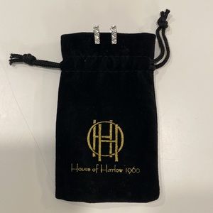 House of Harlow silver bar earrings with crystals